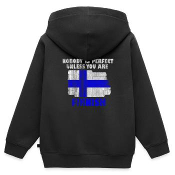 Finlande - Sweat Premium à capuche zippé enfant bio - noir - Dos - AI Model Kid Male (0cm)