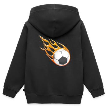 Feu de football. - Sweat Premium à capuche zippé enfant bio - noir - Dos - AI Model Kid Male (0cm)