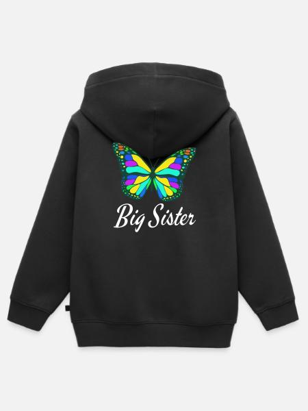 Big Sister Colorful TShirt Design - Sweat Premium à capuche zippé enfant bio - noir
