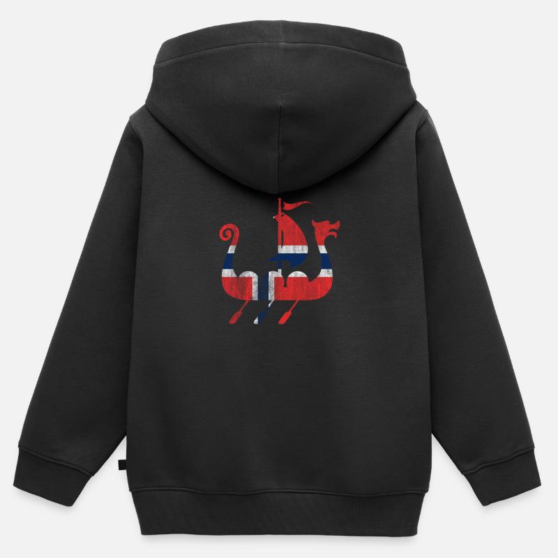 Norwegen Wikinger - Kinder Premium Organic Zip Hoodie - Schwarz