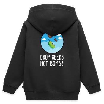 Larguer des graines et non des bombes Les écologistes - Sweat Premium à capuche zippé enfant bio - noir - Dos - AI Model Kid Male (0cm)