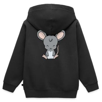 Petite souris bébé - Sweat Premium à capuche zippé enfant bio - noir - Dos - AI Model Kid Male (0cm)