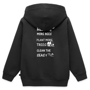 Environmental protection - Kids Premium Organic Zip-up Hoodie - black - Back - AI Model Kid Male (0cm)