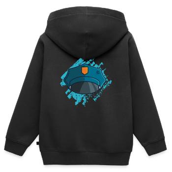 Polizei Mütze, geschenk polizist uniform kleidung - Kinder Premium Organic Zip Hoodie - Schwarz - Hinten - AI Model Kid Male (0cm)