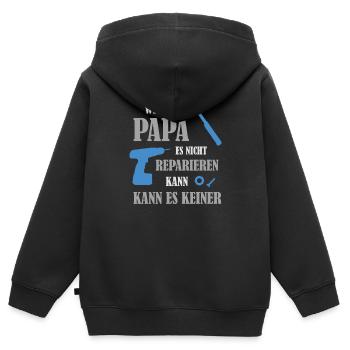 Wenn Papa es nicht reparieren kann, kann es keiner - Kinder Premium Organic Zip Hoodie - Schwarz - Hinten - AI Model Kid Male (0cm)