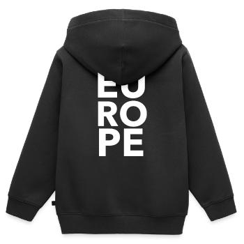 Europe UE Union européenne - Sweat Premium à capuche zippé enfant bio - noir - Dos - AI Model Kid Male (0cm)