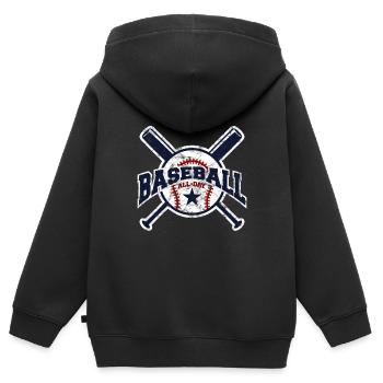 Baseball Geschenkidee - Kinder Premium Organic Zip Hoodie - Schwarz - Hinten - AI Model Kid Male (0cm)