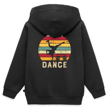 Breakdance Bboy musique danse - Sweat Premium à capuche zippé enfant bio - noir - Dos - AI Model Kid Male (0cm)