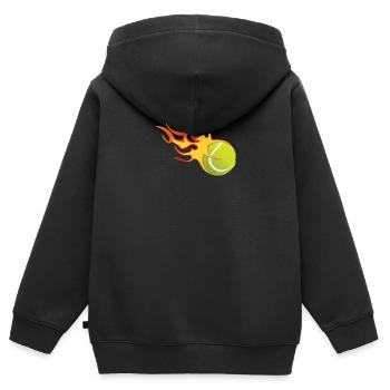 Feuerball als Tennisball, Tennis - Kinder Premium Organic Zip Hoodie - Schwarz - Hinten - AI Model Kid Male (0cm)