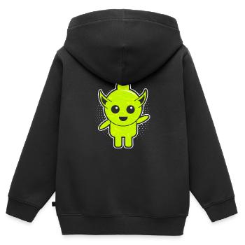 Sweet green alien male - Kids Premium Organic Zip-up Hoodie - black - Back - AI Model Kid Male (0cm)