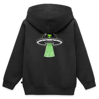 Vaisseau spatial extraterrestre - Sweat Premium à capuche zippé enfant bio - noir - Dos - AI Model Kid Male (0cm)