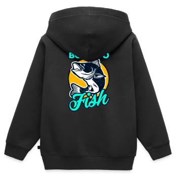 Pêche pêche - Sweat Premium à capuche zippé enfant bio - noir - Dos - AI Model Kid Male (0cm)