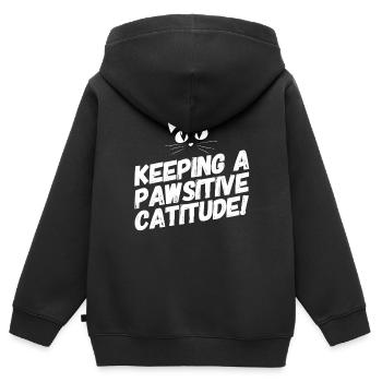 Katze Katzenfreund Lustige Sprüche Motivation - Kinder Premium Organic Zip Hoodie - Schwarz - Hinten - AI Model Kid Male (0cm)