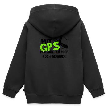 Geocaching hobby Happy Cacher Geschenk - Kinder Premium Organic Zip Hoodie - Schwarz - Hinten - AI Model Kid Male (0cm)