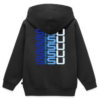 Sisu Soumi finnois finnois - Sweat Premium à capuche zippé enfant bio - noir - Dos - AI Model Kid Male (0cm)