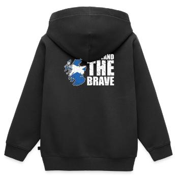 Écosse - Sweat Premium à capuche zippé enfant bio - noir - Dos - AI Model Kid Male (0cm)