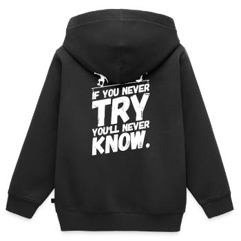 Skate Skater Skateboard Skaten Ausprobieren - Kinder Premium Organic Zip Hoodie - Schwarz - Hinten - AI Model Kid Male (0cm)