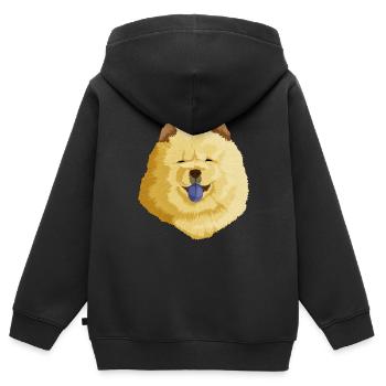 Chow Chow - Sweat Premium à capuche zippé enfant bio - noir - Dos - AI Model Kid Male (0cm)