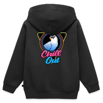 Wellensittich - Kinder Premium Organic Zip Hoodie - Schwarz - Hinten - AI Model Kid Male (0cm)