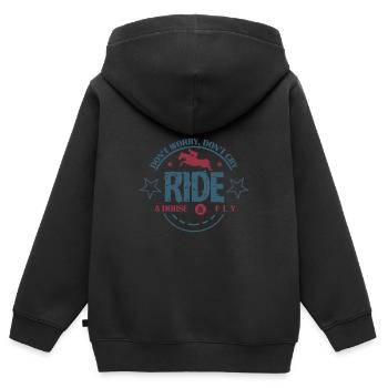 Citation de citations de chevaux - Sweat Premium à capuche zippé enfant bio - noir - Dos - AI Model Kid Male (0cm)