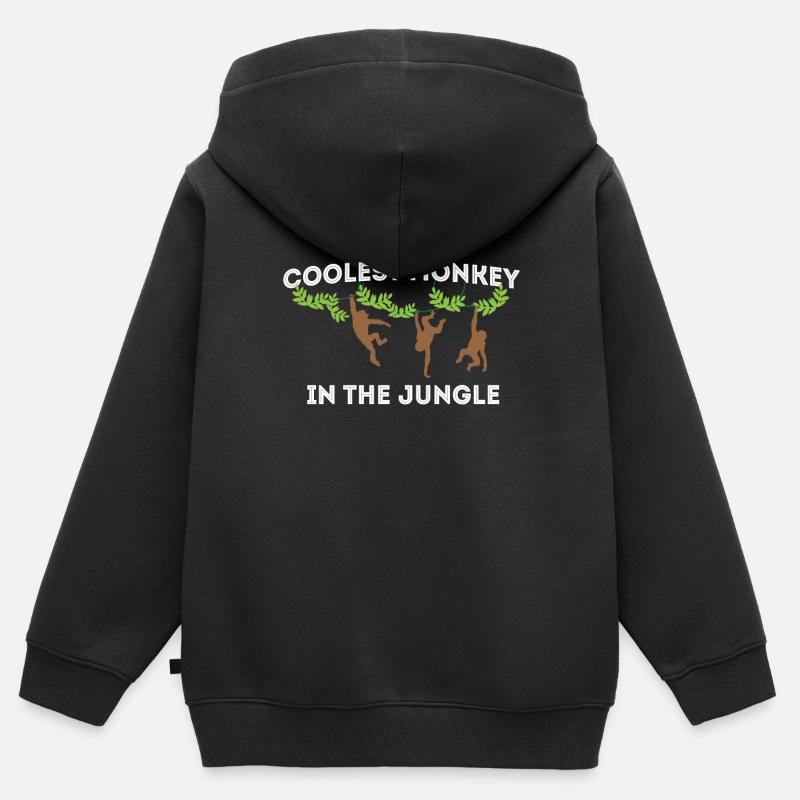Cooler Affe Monkey - Kinder Premium Organic Zip Hoodie - Schwarz