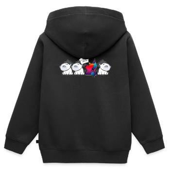 Besonders Anders Einhörner Farbenfroh - Kinder Premium Organic Zip Hoodie - Schwarz - Hinten - AI Model Kid Male (0cm)