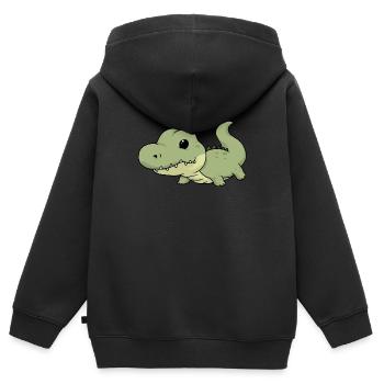 crocodile - Sweat Premium à capuche zippé enfant bio - noir - Dos - AI Model Kid Male (0cm)