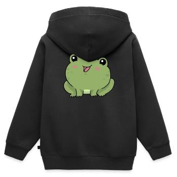 Petite grenouille - Sweat Premium à capuche zippé enfant bio - noir - Dos - AI Model Kid Male (0cm)