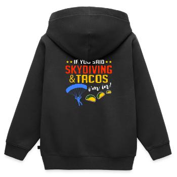 Fallschirm Fallschirmsport Fallschirmspringen - Kinder Premium Organic Zip Hoodie - Schwarz - Hinten - AI Model Kid Male (0cm)