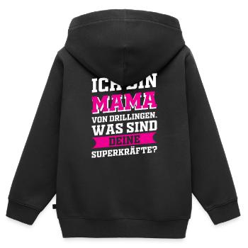 Mutter Mama Drillinge Liebe - Kinder Premium Organic Zip Hoodie - Schwarz - Hinten - AI Model Kid Male (0cm)