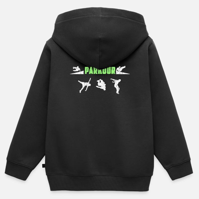 Parkour - Sweat Premium à capuche zippé enfant bio - noir