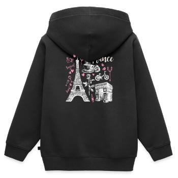 Frankreich Symbole Eiffelturm - Kinder Premium Organic Zip Hoodie - Schwarz - Hinten - AI Model Kid Male (0cm)