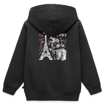 Frankreich Paris - Kinder Premium Organic Zip Hoodie - Schwarz - Hinten - AI Model Kid Male (0cm)