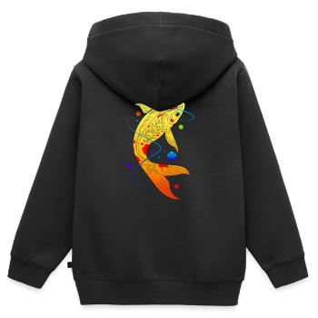 Koi - Sweat Premium à capuche zippé enfant bio - noir - Dos - AI Model Kid Male (0cm)