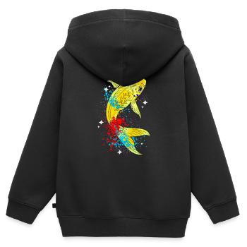 Koi - Kinder Premium Organic Zip Hoodie - Schwarz - Hinten - AI Model Kid Male (0cm)