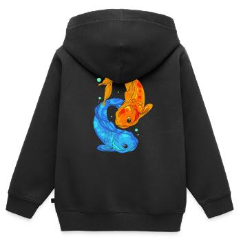 Koi - Kinder Premium Organic Zip Hoodie - Schwarz - Hinten - AI Model Kid Male (0cm)