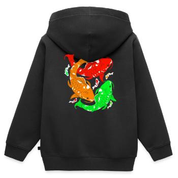 Koi - Kids Premium Organic Zip-up Hoodie - black - Back - AI Model Kid Male (0cm)
