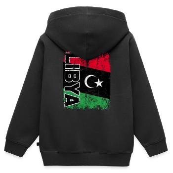 LIBYEN FLAGGE Libysche Fahne Lybien Libya retro - Kinder Premium Organic Zip Hoodie - Schwarz - Hinten - AI Model Kid Male (0cm)