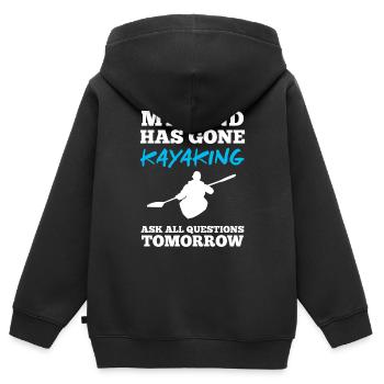 Kajakfahren paddeln - Kinder Premium Organic Zip Hoodie - Schwarz - Hinten - AI Model Kid Male (0cm)