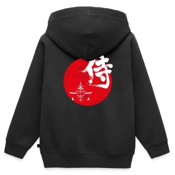 Samurai Japanische Kunst - Kinder Premium Organic Zip Hoodie - Schwarz - Hinten - AI Model Kid Male (0cm)