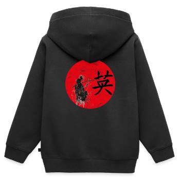 Mut Japanische Kunst - Kinder Premium Organic Zip Hoodie - Schwarz - Hinten - AI Model Kid Male (0cm)