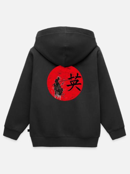 Mut Japanische Kunst - Kinder Premium Organic Zip Hoodie - Schwarz