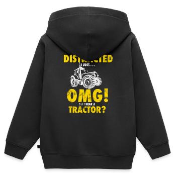 Farmer tractor driving gift - Kids Premium Organic Zip-up Hoodie - black - Back - AI Model Kid Male (0cm)