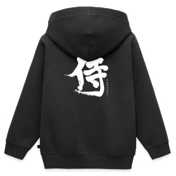 Samurai Japanische Kunst - Kinder Premium Organic Zip Hoodie - Schwarz - Hinten - AI Model Kid Male (0cm)