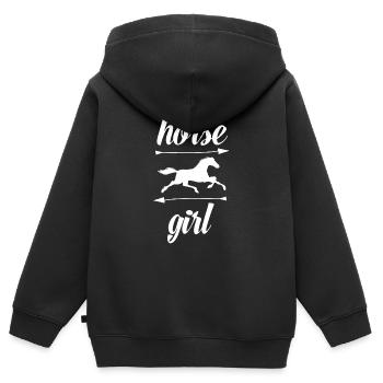Pferd Girl - Kinder Premium Organic Zip Hoodie - Schwarz - Hinten - AI Model Kid Male (0cm)