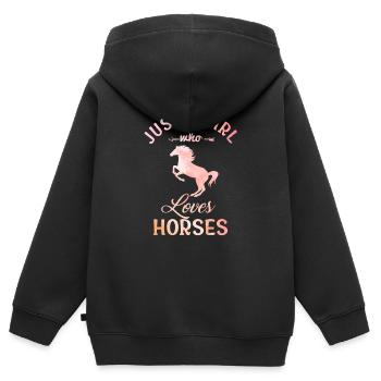 Pferd Girl - Kinder Premium Organic Zip Hoodie - Schwarz - Hinten - AI Model Kid Male (0cm)