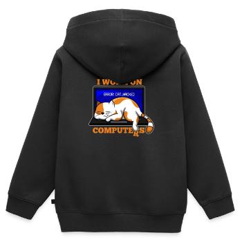 Katze und Computer, die Programmierergeschenk zerhacken - Kinder Premium Organic Zip Hoodie - Schwarz - Hinten - AI Model Kid Male (0cm)