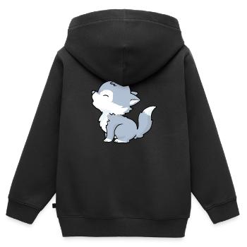 Petit loup - Sweat Premium à capuche zippé enfant bio - noir - Dos - AI Model Kid Male (0cm)