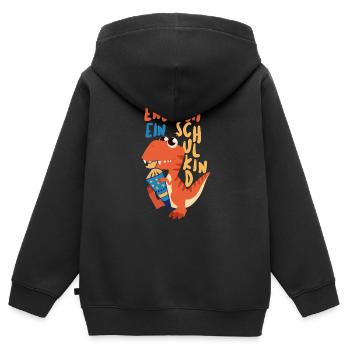 Enfin un cadeau d'inscription d'écolier de première année - Sweat Premium à capuche zippé enfant bio - noir - Dos - AI Model Kid Male (0cm)