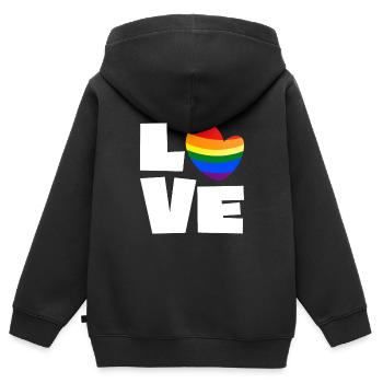 LGBT Gay Pride Herz Heart Regenbogen Liebe Love - Kinder Premium Organic Zip Hoodie - Schwarz - Hinten - AI Model Kid Male (0cm)